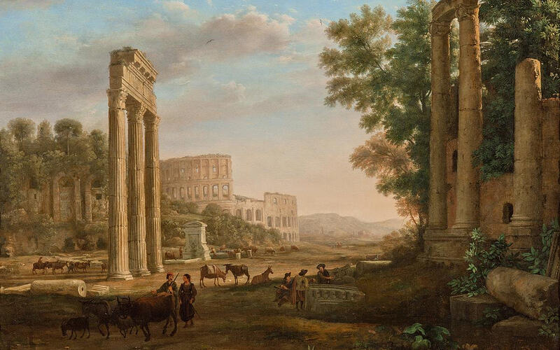 Claude Lorrain - Capriccio with ruins of the Roman Forum